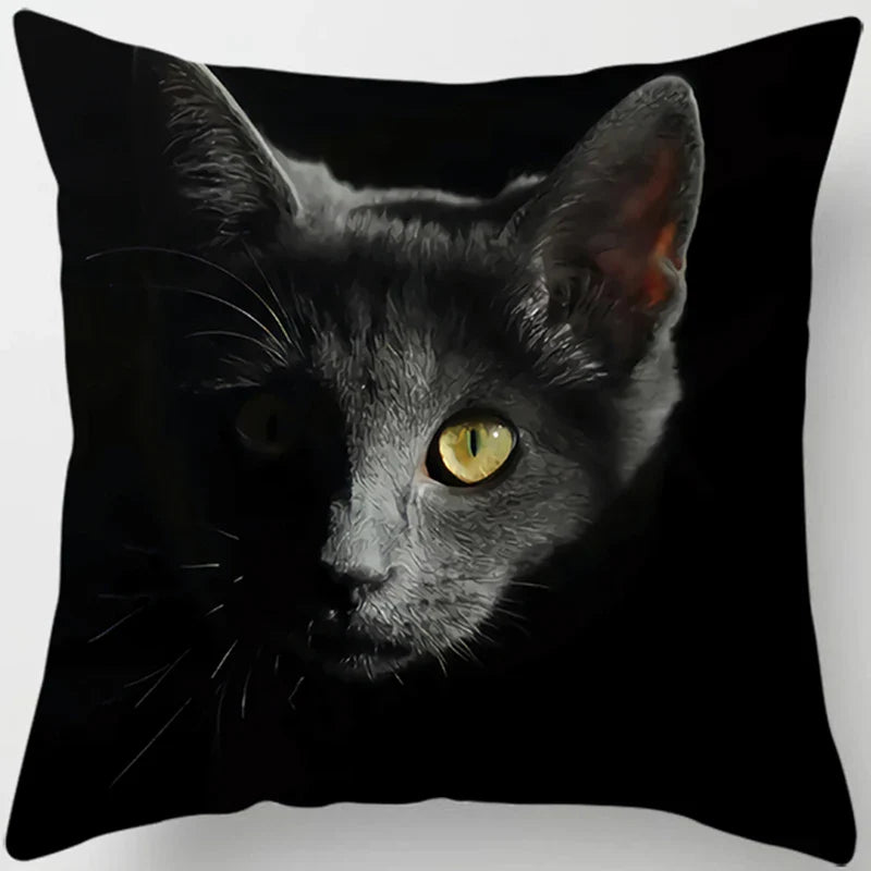 Axyaa  Black Cat Pillowcase  Decorative Square Cushion Cover 45*45cm
