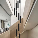 Axyaa Modern LED Crystal Chandelier for Staircases, Nordic Black Indoor Long Hanging Light