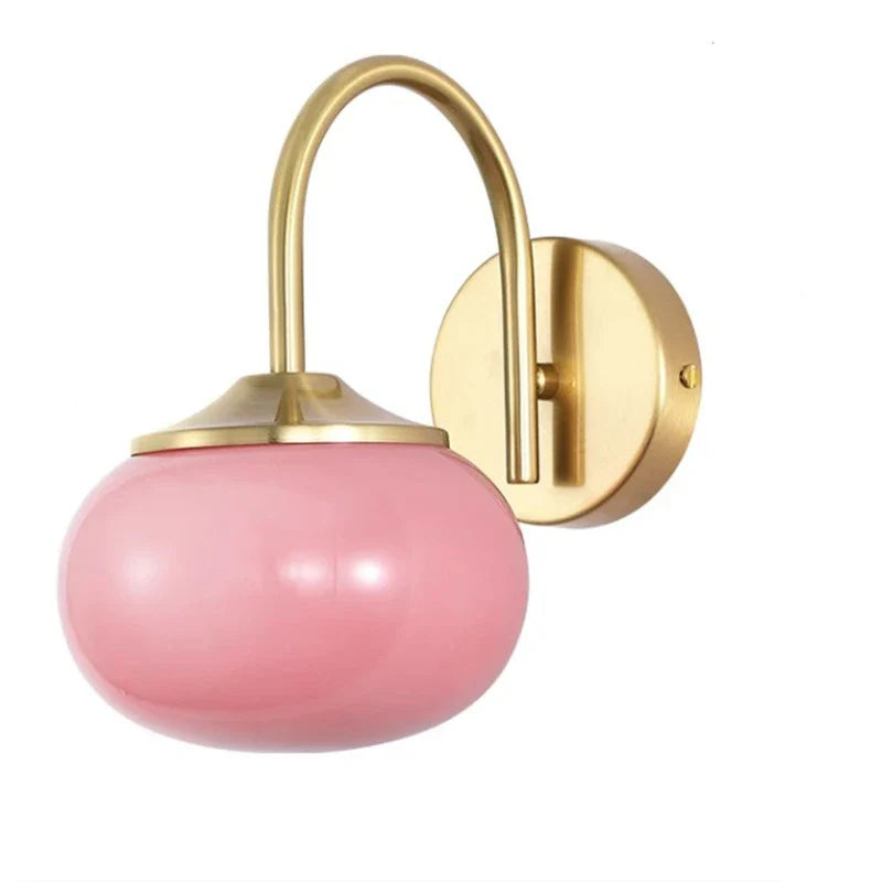 Axyaa Pink White Glass Ball Wall Lamp Cream Stylish Lighting for Living Room
