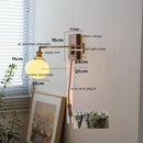 Axyaa Walnut Ceramic LED Wall Lamp Copper Arm Rotate Pull Chain Switch Mirror Light
