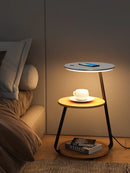 Modern LED Floor Lamp with Shelf by Axyaa: Stylish Living Room Lighting & Storage Solution