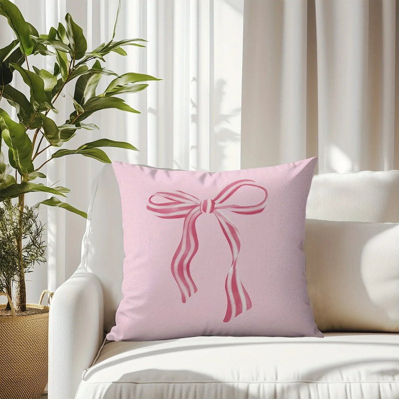 Axyaa Pink Bow Cherry Pillowcase: Soft, Sofa Cushion Cover for Stylish Comfort