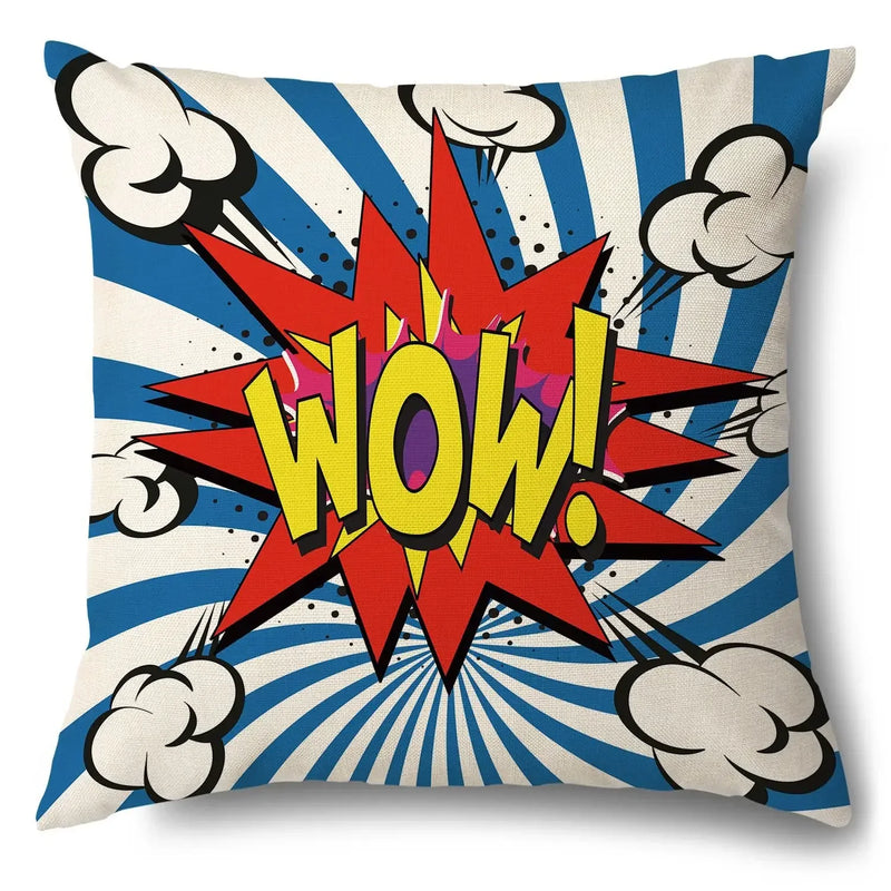 Axyaa Soft Plush POP Comic Portrait Cushion Cover - Home Decor Pillowcase
