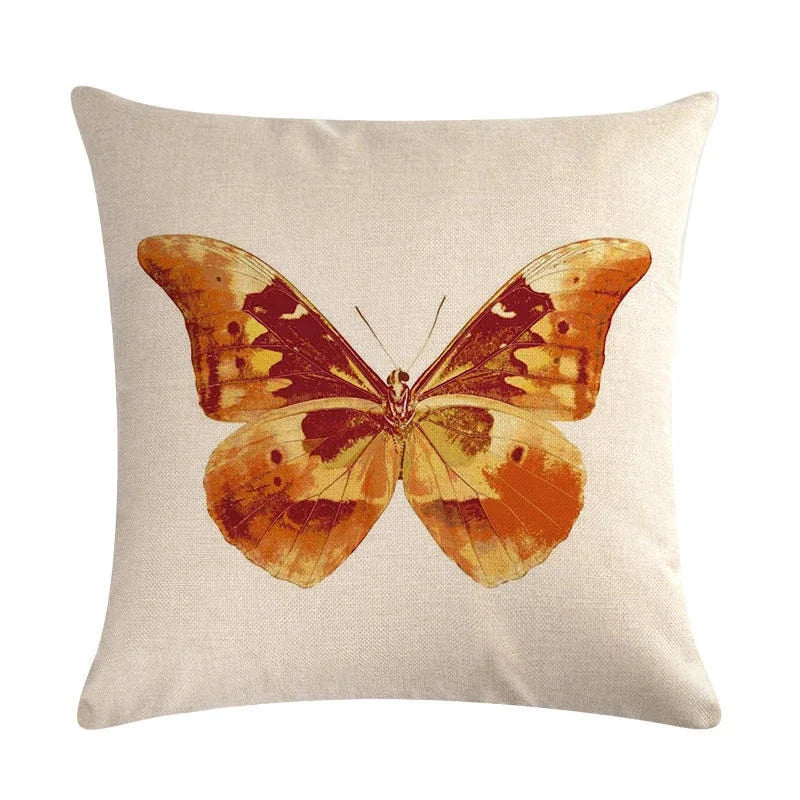 Butterfly Cotton Linen Throw Pillow Cover for Home & Car Decor - Axyaa