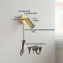 Axyaa Bathroom LED Wall Light Fixture in Japan Style Gold Copper Wood
