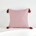 Axyaa Red Striped Tassel Pillow Cover - Modern Farmhouse Decor for Couch and Bed