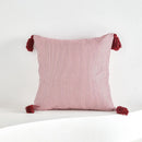 Axyaa Red Striped Tassel Pillow Cover - Modern Farmhouse Decor for Couch and Bed