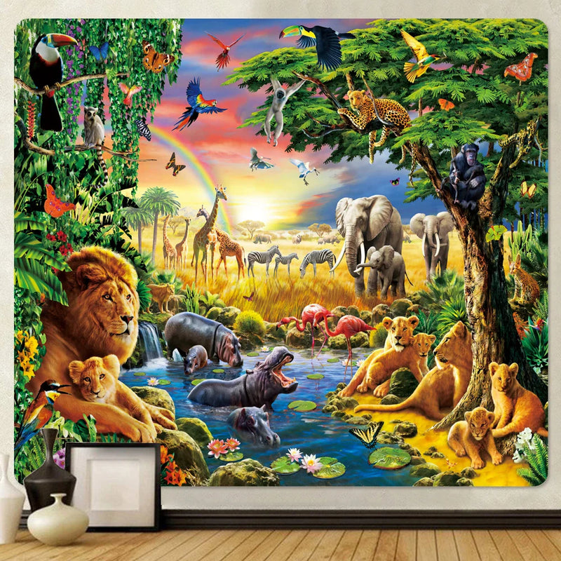 Axyaa Psychedelic Animal Tapestry: Bohemian Hippie Home Decor Yoga Mat
