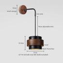 Axyaa Wood Stone LED Wall Light with Pull Switch, Adjustable Wire, Black Travertine