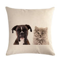 Axyaa Pug Pet Dog Pattern Cotton Linen Throw Pillow Cover for Home Decor