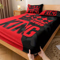 Axyaa Red and Black King Pattern Fitted Sheet Set for Stylish Bedroom Decor