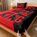 Axyaa Red and Black King Pattern Fitted Sheet Set for Stylish Bedroom Decor
