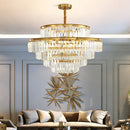 Axyaa Golden Crystal LED Chandelier for Elegant Living Spaces