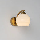 Axyaa Nordic Bedroom LED Wall Sconce with Switch, White Beige Glass, E27 Bulb
