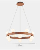 Axyaa Modern Walnut Chandelier LED Pendant Light for Home Décor