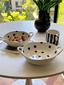 Axyaa Polka Dot Ceramic Salad Bowl Hand-Painted Creative Baking Pan Fruit Bowl