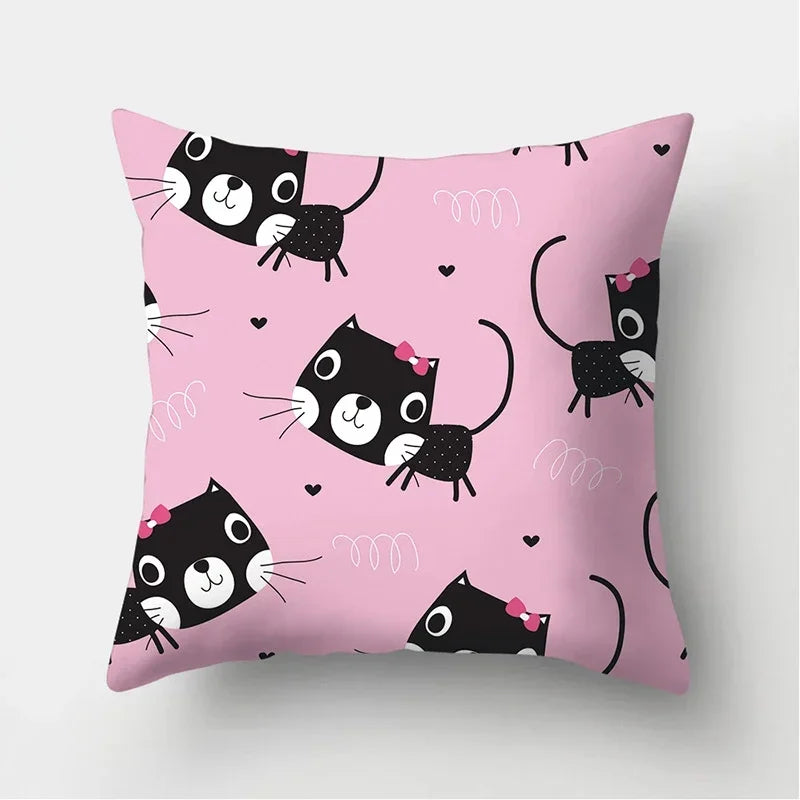 Black Cat Pattern Pillowcase for Sofa Decor Axyaa Brand