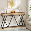 Axyaa Wood Console Table with Unique Metal Base, 55" Entryway Sofa Table