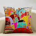 Hand-Painted Retro Country Linen Cushion Cover by Axyaa