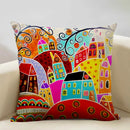 Hand-Painted Retro Country Linen Cushion Cover by Axyaa