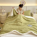 Axyaa Plush Fleece Double Layer Wool Bed Blanket Wool Throw Cozy Blanket