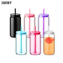 Axyaa Reusable Straw Tumbler Set with Colored Lid - 6PCS Transparent Plastic Cups