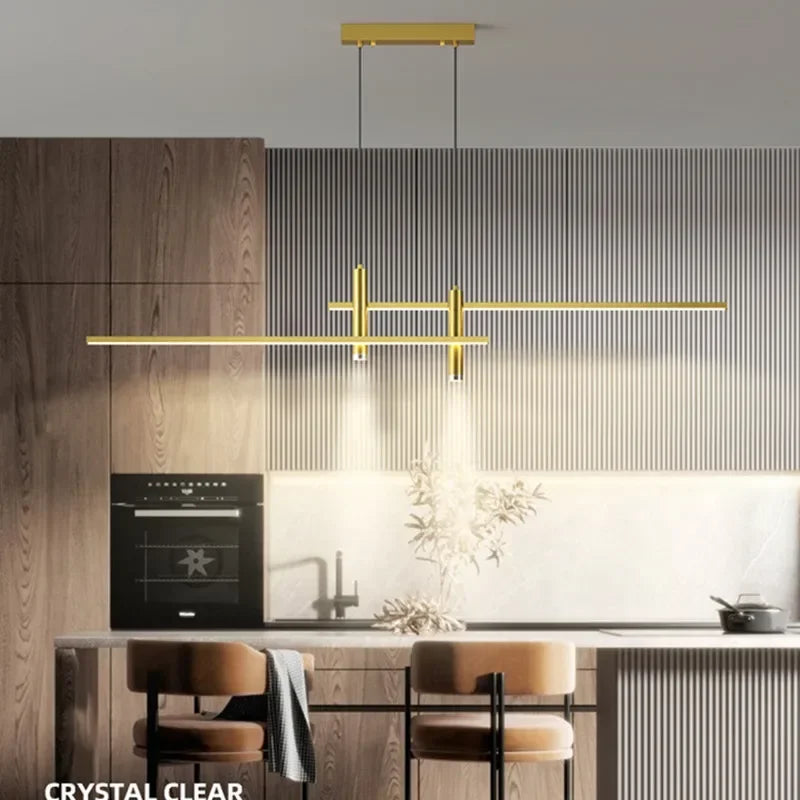 Axyaa Black Gold LED Pendant Chandelier for Home Dining Room Lighting