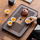 Axyaa Bamboo Tea Tray with Drainage, Modern Design, Small Size for Home and Hotel