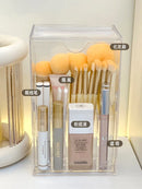 Axyaa Acrylic Makeup Brush Holder & Organizer for Cosmetics, Pencils, Lipsticks - Clear Storage Box