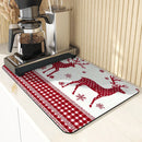 Axyaa Christmas Snowflake Dish Mat: Absorbent, Anti-slip, Quick Dry, Draining Mat