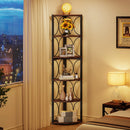 Axyaa 6 Tier Rustic Corner Bookcase Shelving Unit - 67 inch Tall Standing Rack