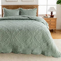 Axyaa Embroidered Quilt Set Queen Size Lightweight Bedspreads, 3-Piece Reversible Design