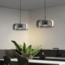 Axyaa Ash Grey Glass Pendant Light LED Chandelier, Modern Nordic Design for Living Room.