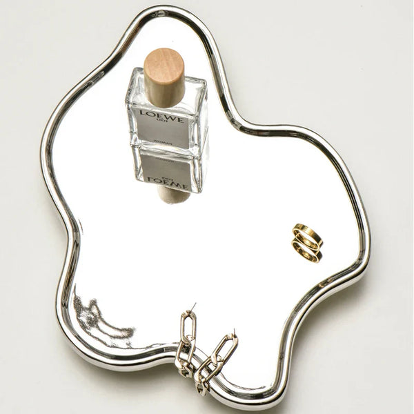 Axya Cloud Tray: Silver Ceramic, Jewelry Display, Table Decor, Home Luxury