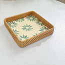 Axyaa Rattan Storage Tray for Snacks, Fruits, Bread, and Sundries Organizing
