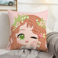 Axyaa Anime Bed Pillow Case 45x45 Decorative Cushion Cover Home Sofa Decor