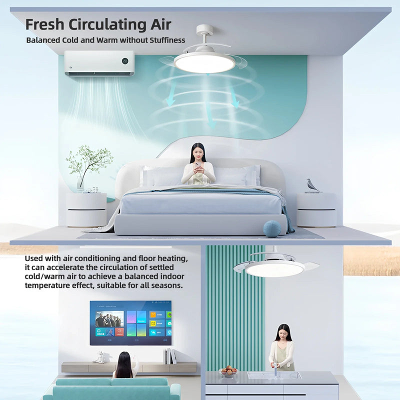 Axyaa 3-in-1 Smart Ceiling Fan with LED Light and Remote Control