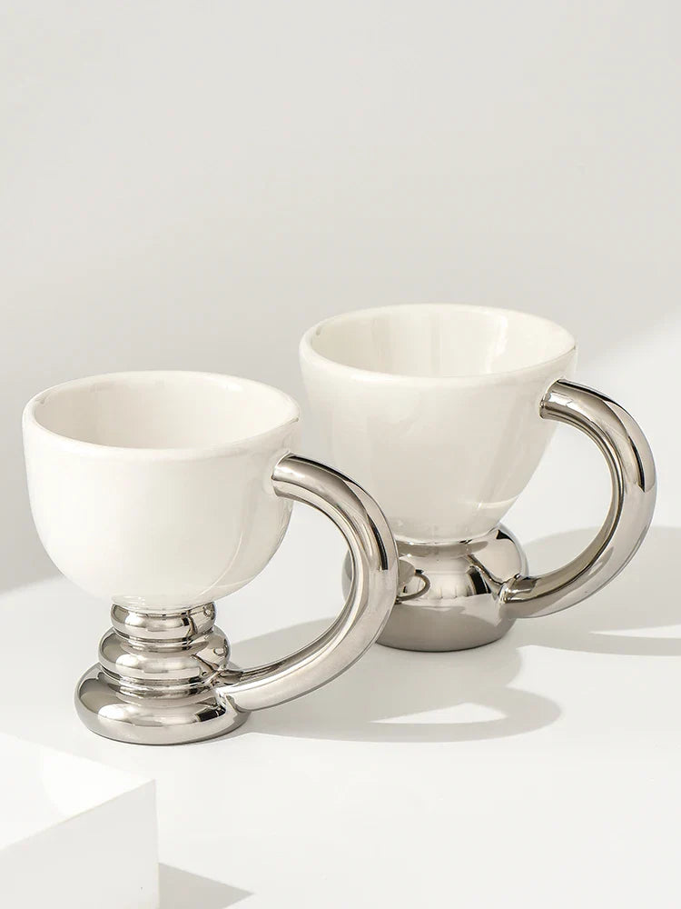 Axya Tall Ceramic Coffee Mug Set for Home, Photography Props, Luxury Drinkware
