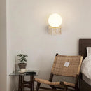 Axyaa Mini LED Wall Light White Glass Sconce with Natural Stone Base