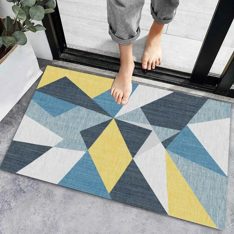 Axyaa Geometric Print Non-Slip Kitchen Rug: Bohemian Ethnic Style, Modern Design