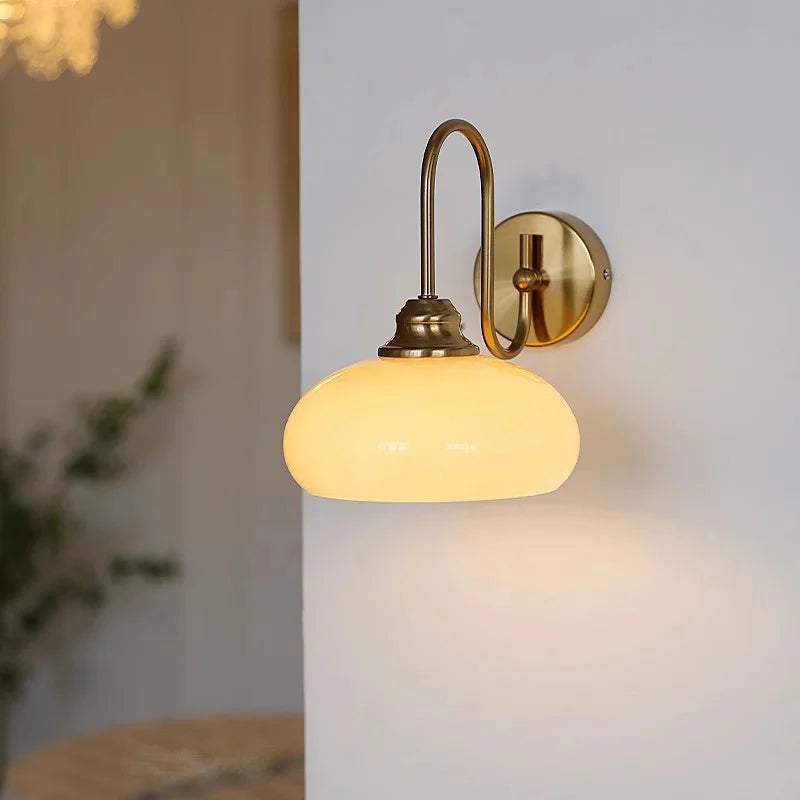 Axyaa French Cream Glass Wall Lamp - Medieval Bauhaus Style