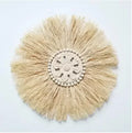 Axyaa Raffia Bead Wood Mirror: Acrylic Decorative Wall Hanging for Bedroom