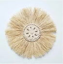 Axyaa Raffia Bead Wood Mirror: Acrylic Decorative Wall Hanging for Bedroom