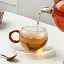 Axyaa High Temp Glass Coffee Cup & Saucer Set - 200ML