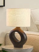 Axyaa Modern Wabi-sabi LED Resin Table Lamp in Black/White for Living Room, Bedroom, Bar