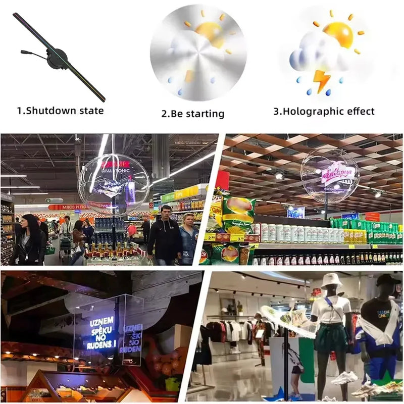 Axyaa 3D Holographic Fan Display Projector - 42cm Suspended Advertising Machine