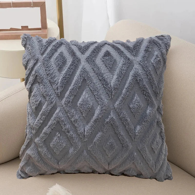 Axyaa White Faux Fur Velvet Pillow Covers 18x18 - Decorative Cushion Cover 45*45