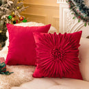 Axyaa Christmas Plaid Sofa Pillow Cover - Red Floral Throw Cushion Cover