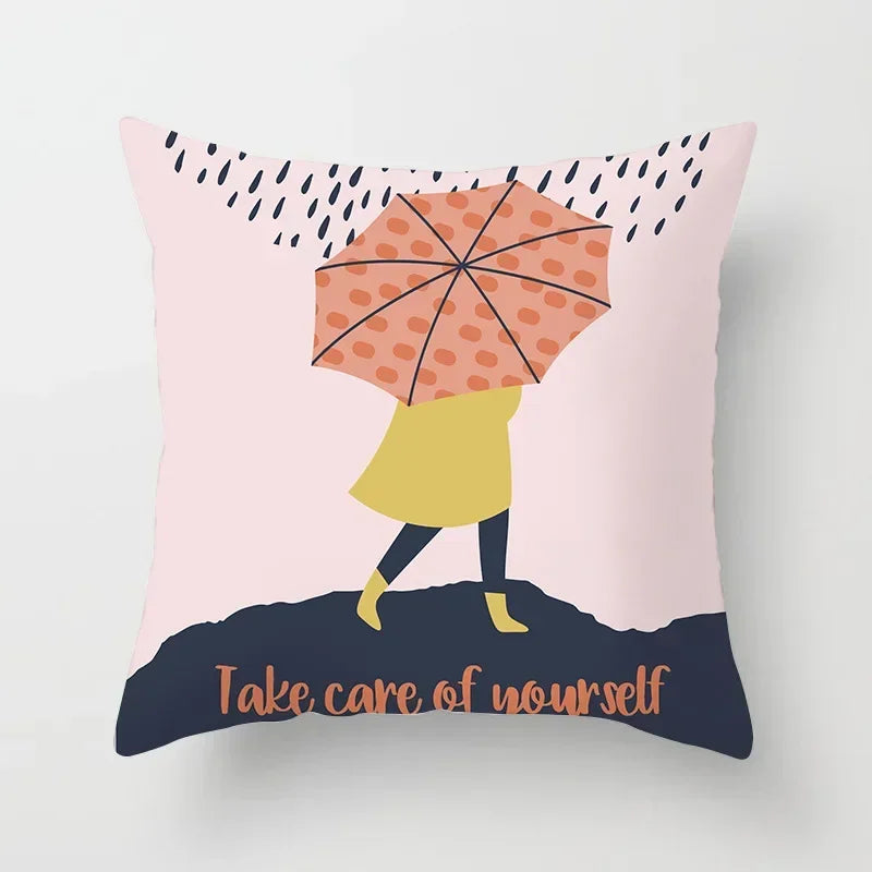 Axyaa Autumn Cartoon Pillowcase 45X45CM for Home Sofa Decor