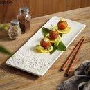 Axyaa Stone Pattern Long Strip Ceramic Sushi Plate Set